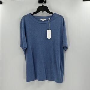 Vince Women's Crewneck Linen Short Sleeve Top - Blue - XL - New with tags